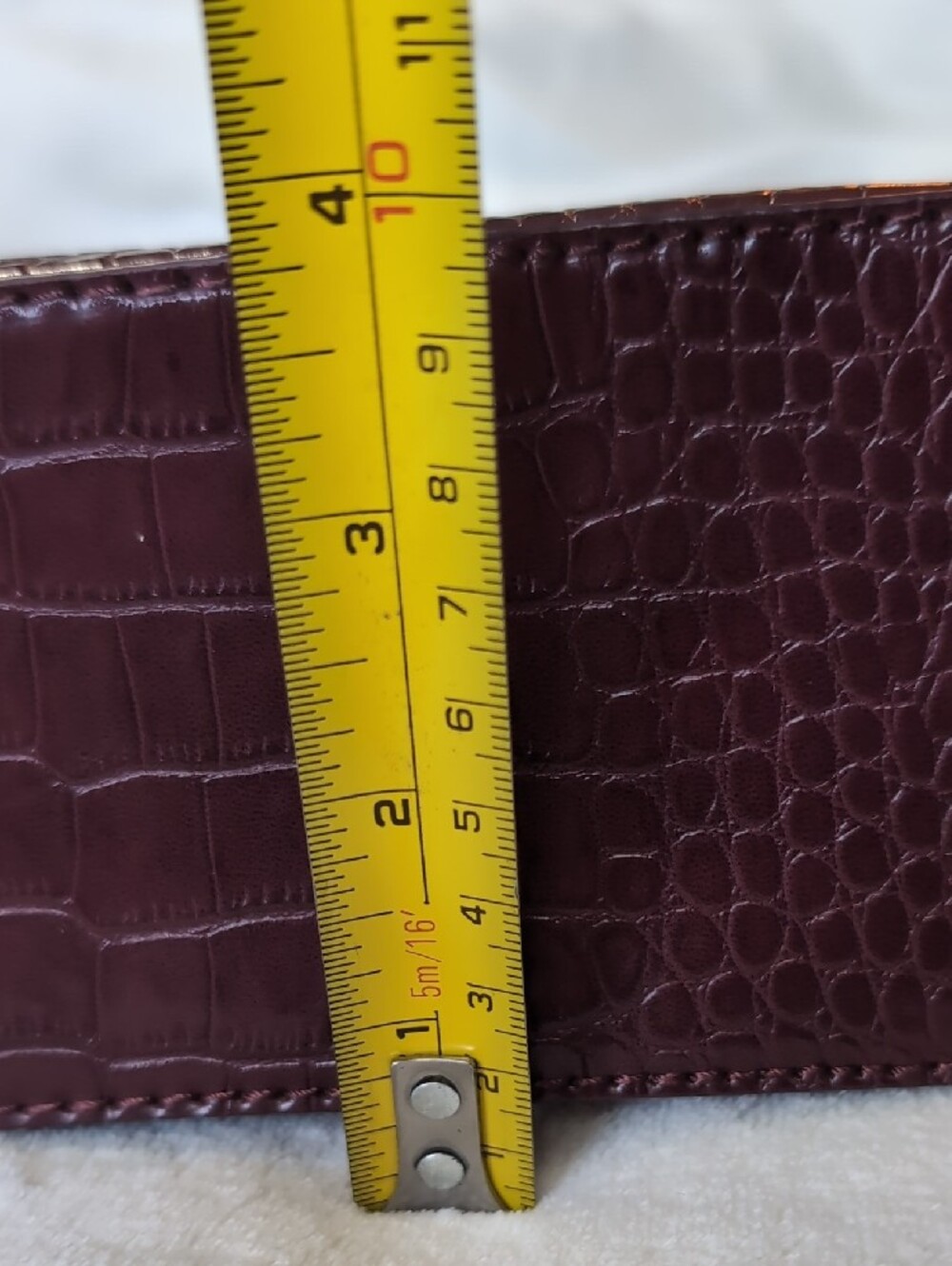 Zara, Croc-Embossed Satchel in Burgundy with Chain Strap - Picture 6 of 7